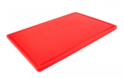 Дошка обробна HDPE з жолобом 600×400×18 мм 6 протиковзких ніжок червона AZ-113001 фото