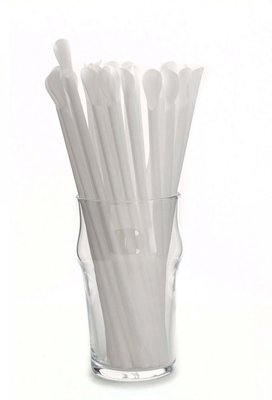 Трубочка для коктейлю з лопаткою біла 6×200 мм 100 шт AZ-801031 фото