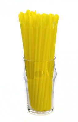 Трубочка для коктейлю з лопаткою жовта 6×200 мм 100 шт AZ-801034 фото
